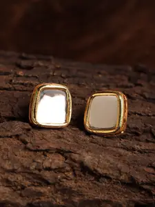 Fabstreet Gold-Plated Kundan Handcrafted Square Studs