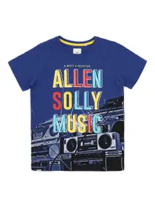 Allen Solly Junior Boys Blue & Grey Printed Round Neck T-shirt