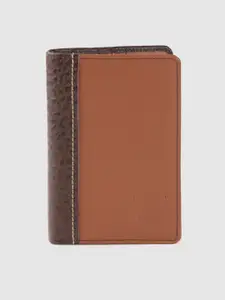 Hidesign Women Brown Croc Textured Leather Passport Holder