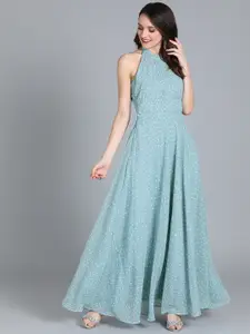 Ethnovog Blue Printed Made To Measure Maxi Dress