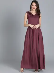 Ethnovog Women Purple Solid Made To Measure Floor Length Gown