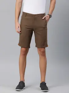 IVOC Men Brown Solid Slim Fit Regular Shorts