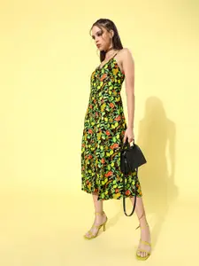Moda Rapido Women Gorgeous Green Floral Sun Dress