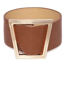 Blisscovered Blisscovered Tan Brown PU Handband Cuff Bracelet