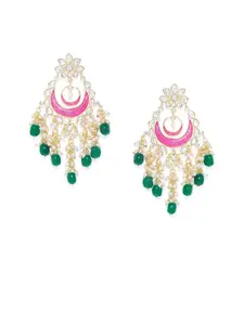AccessHer Gold-Toned & Pink Enamelled Classic Chandbalis