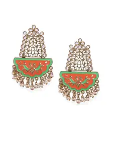 AccessHer Gold-Toned & Red Enamelled AD-Studded Classic Chandbalis