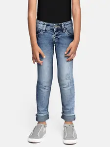 Pepe Jeans Boys Blue Slim Fit Mid-Rise Mildly Distressed Jeans
