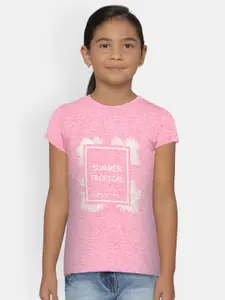 Pepe Jeans Girls Pink Printed Round Neck T-shirt