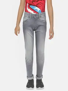 Pepe Jeans Boys Grey Slim Fit Mid-Rise Clean Look Stretchable Jeans