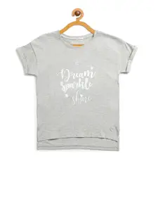 Pepe Jeans Girls Grey Typography Printed T-shirt