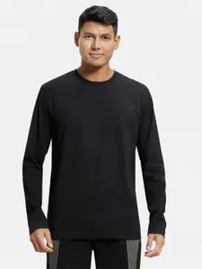 Jockey Men Black Comfort Fit Solid Round Neck T-shirt