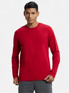 Jockey Men Red Solid Round Neck T-shirt
