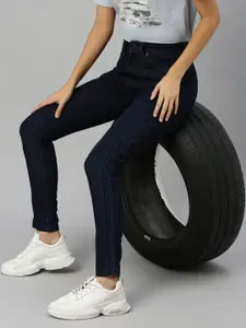 Pepe Jeans Women Navy Blue Hazel Dion Skinny Fit High-Rise Clean Look Stretchable Jeans