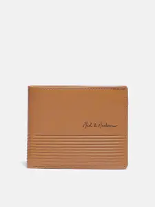 Mast & Harbour Men Tan Brown Solid Leather Two Fold Wallet