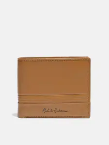 Mast & Harbour Men Tan Brown Solid Genuine Leather Two Fold Wallet