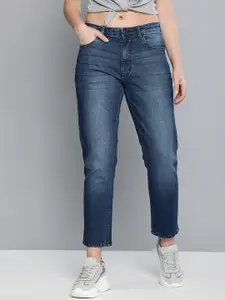 Mast & Harbour Women Blue Boyfriend Fit Mid-Rise Clean Look Stretchable Jeans