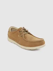 Woodland Men Camel Brown Solid Nubuck Derbys