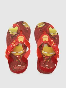 toothless Boys Red & Yellow Marvel Avengers Printed Flip flops