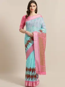 Saree mall Sea Green & Pink ,Printed Saree