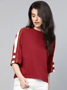 Roadster Women Red Solid Round Neck T-shirt
