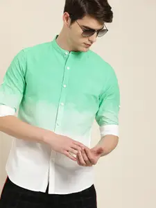 Moda Rapido Men White & Green Slim Fit Printed Sustainable Casual Shirt