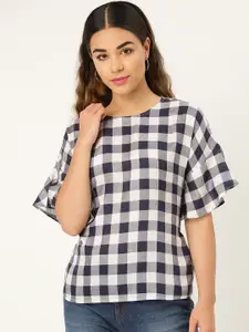 Style Quotient Women Navy & White Checked Top