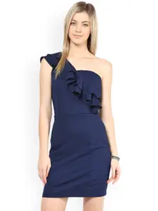 Miss Chase Navy One-Shoulder Dress