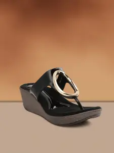 Catwalk Women Black Solid Wedge Sandals