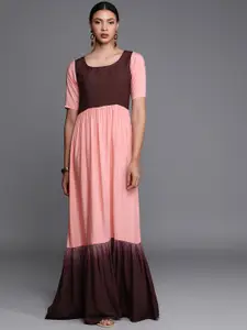 Ethnovog Women Purple  Pink Colourblocked Made To Measure Maxi Dress