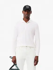 Lacoste Men White Solid Polo Collar T-shirt