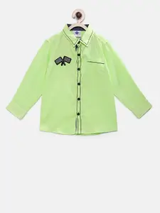 TONYBOY Boys Lime Green Regular Fit Solid Casual Shirt