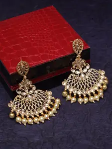 PANASH Gold-Plated & Off-White Classic Drop Earrings