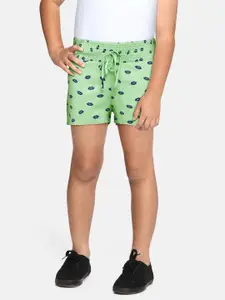 Pepe Jeans Girls Green Printed Regular Fit Shorts