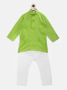 Ridokidz Boys Green Printed Kurta with Pyjamas