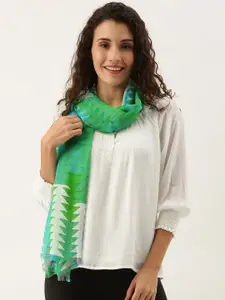Ayesha Ayesha Women Green & Blue Printed Scarf