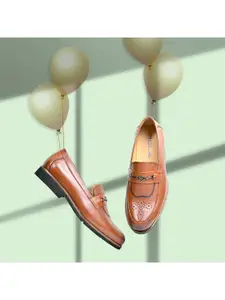 Egle Men Black Leather Tasseled Semi-Brogues