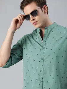 Roadster Men Green & Black Regular Fit Printed Sustainable Casual Shirt