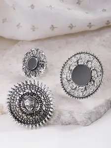 YouBella Set of 3 Oxidised Silver-Plated Afgan Adjustable Finger Rings