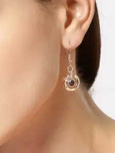 YouBella Rose Gold Toned Gold Plated Stone Studded Circular Drop Earrings