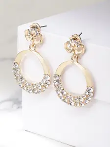YouBella Gold-Plated Stone Studded Circular Drop Earrings