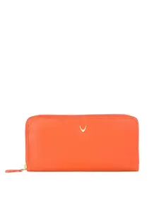 Hidesign Women Orange Solid Zip Around Leather Wallet