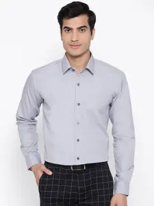 Hancock Men Grey Premium Wrinkle Free Slim Fit Solid Formal Shirt