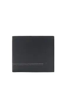 Kara Men Black Leather Solid Two Fold Wallet