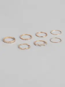 Accessorize Set of 7 Gold-Toned Finger Rings