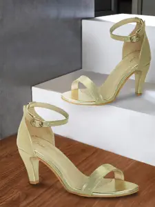 Get Glamr Women Gold-Toned Solid Mid-Top Heels
