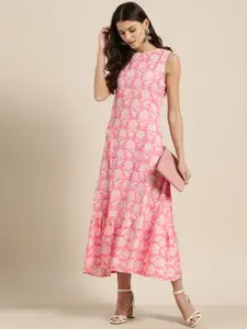 Shae by SASSAFRAS Women Pink & White Printed Maxi Dress