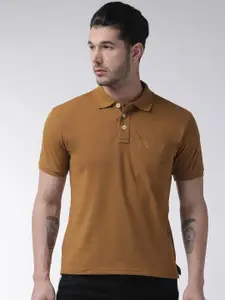 Chkokko Men Brown Solid Polo Collar T-shirt