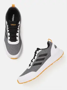 ADIDAS Men Black & White Woven Design Factor Running Shoes