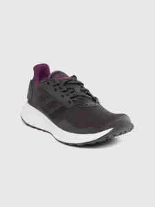 ADIDAS Women Charcoal Grey & Purple Woven Design Duramo 9 Running Shoes