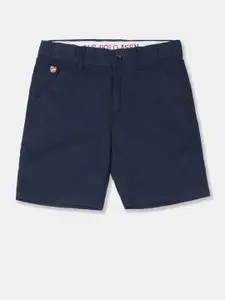 U.S. Polo Assn. Kids Boys Navy Blue Solid Regular Fit Shorts